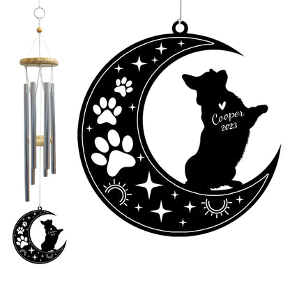 Netecom Corgi Dog Wind Chimes Memorial, Personalized Pet Memorial Windchime for Dog Suncatcher, Pet Condolences Gift for Loss of Dog, Pet Remembrance Gift, Sympathy Pet Wind Chimes Outdoor Garden