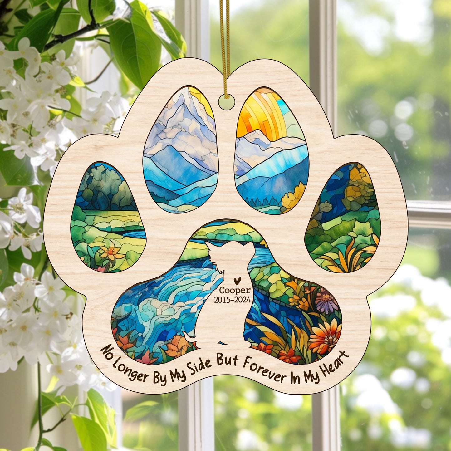 Netecom Personalized Chihuahua Memorial Suncatcher, Dog Paw Memorial Ornament with Name Date, Dog Loss SunCatcher, Loss of Pet Sympathy Gift, Bereavement Gift for Dog Lovers