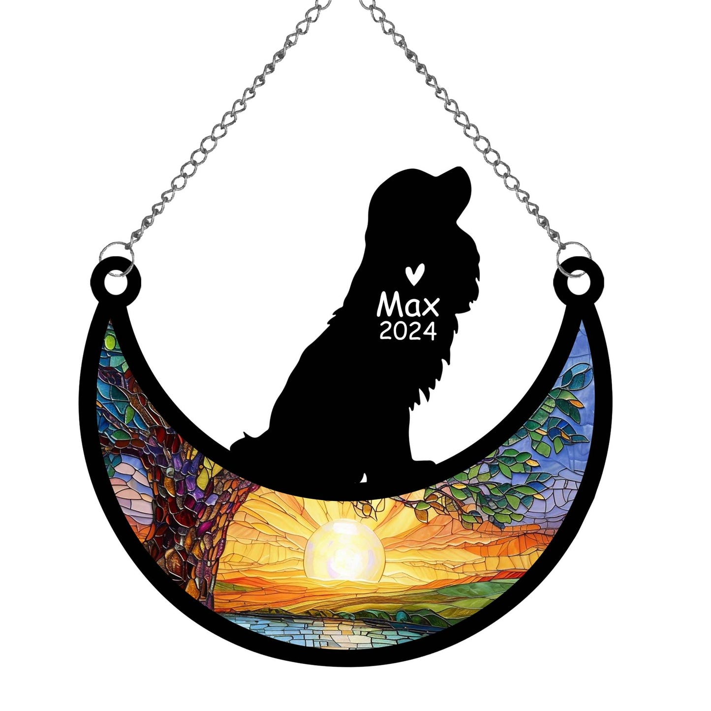 Netecom Personalized Cavalier King Charles Spaniel Memorial Suncatcher, Custom Dog Ornament with Name Date, Dog Loss Sympathy Gift, Pet Loss Sun Catchers, Remembrance Gifts for Loss of Pet