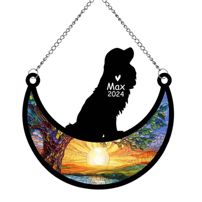 Netecom Personalized Cavalier King Charles Spaniel Memorial Suncatcher, Custom Dog Ornament with Name Date, Dog Loss Sympathy Gift, Pet Loss Sun Catchers, Remembrance Gifts for Loss of Pet