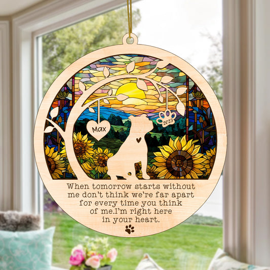 Netecom Staffordshire Bull Terrier Dog Memorial Suncatcher, Personalized with Name Date Dog Sun Catchers , Dog Loss Sympathy Gift Ornament, Loss of Pet Bereavement Gift, Dog Lover Gifts