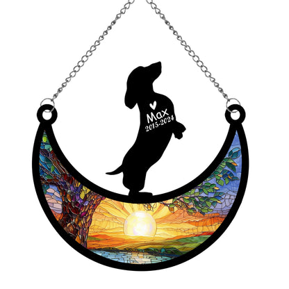 Netecom Personalized Dachshund Memorial Suncatcher, Custom Dachshund Ornament with Name Date, Dog Loss Sympathy Gift, Pet Loss Remembrance Gifts, Bereavement Gifts for Loss of Pet, Dog Grief Gift