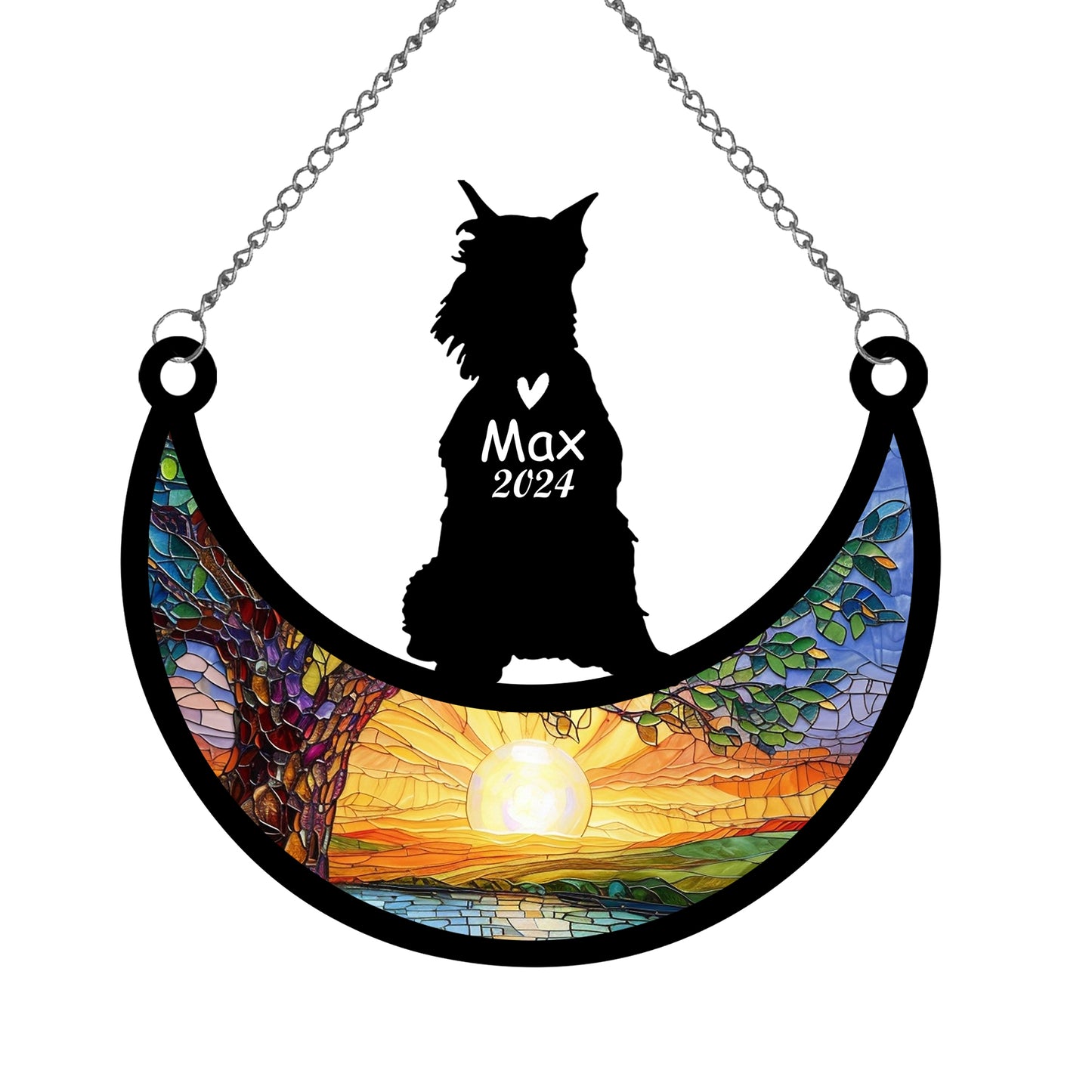 Netecom Personalized Schnauzer Memorial Suncatcher, Custom Schnauzer Ornament with Name Date, Dog Loss Sympathy Gift, Pet Loss Remembrance Gifts, Bereavement Gifts for Loss of Pet, Dog Grief Gift