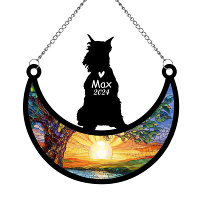 Netecom Personalized Schnauzer Memorial Suncatcher, Custom Schnauzer Ornament with Name Date, Dog Loss Sympathy Gift, Pet Loss Remembrance Gifts, Bereavement Gifts for Loss of Pet, Dog Grief Gift
