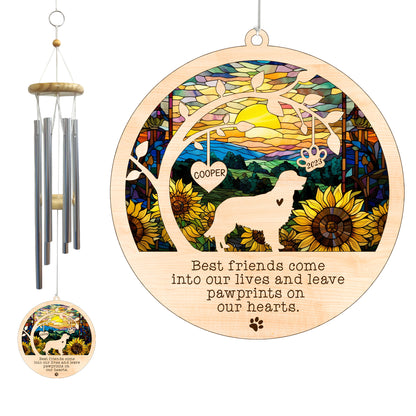 Netecom Golden Retriever Dog Wind Chimes Memorial, Personalized Pet Memorial for Dogs Suncatcher, Dog Loss Memorial Ornament, Sympathy Windchime Outside Garden Decor, Loss of Pet Remembrance Gift