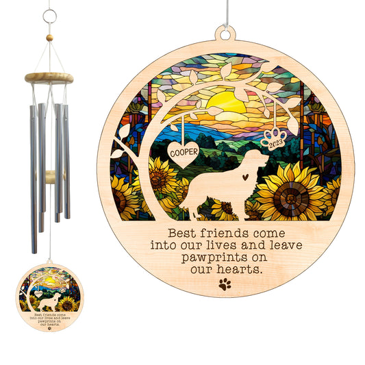 Netecom Golden Retriever Dog Wind Chimes Memorial, Personalized Pet Memorial for Dogs Suncatcher, Dog Loss Memorial Ornament, Sympathy Windchime Outside Garden Decor, Loss of Pet Remembrance Gift