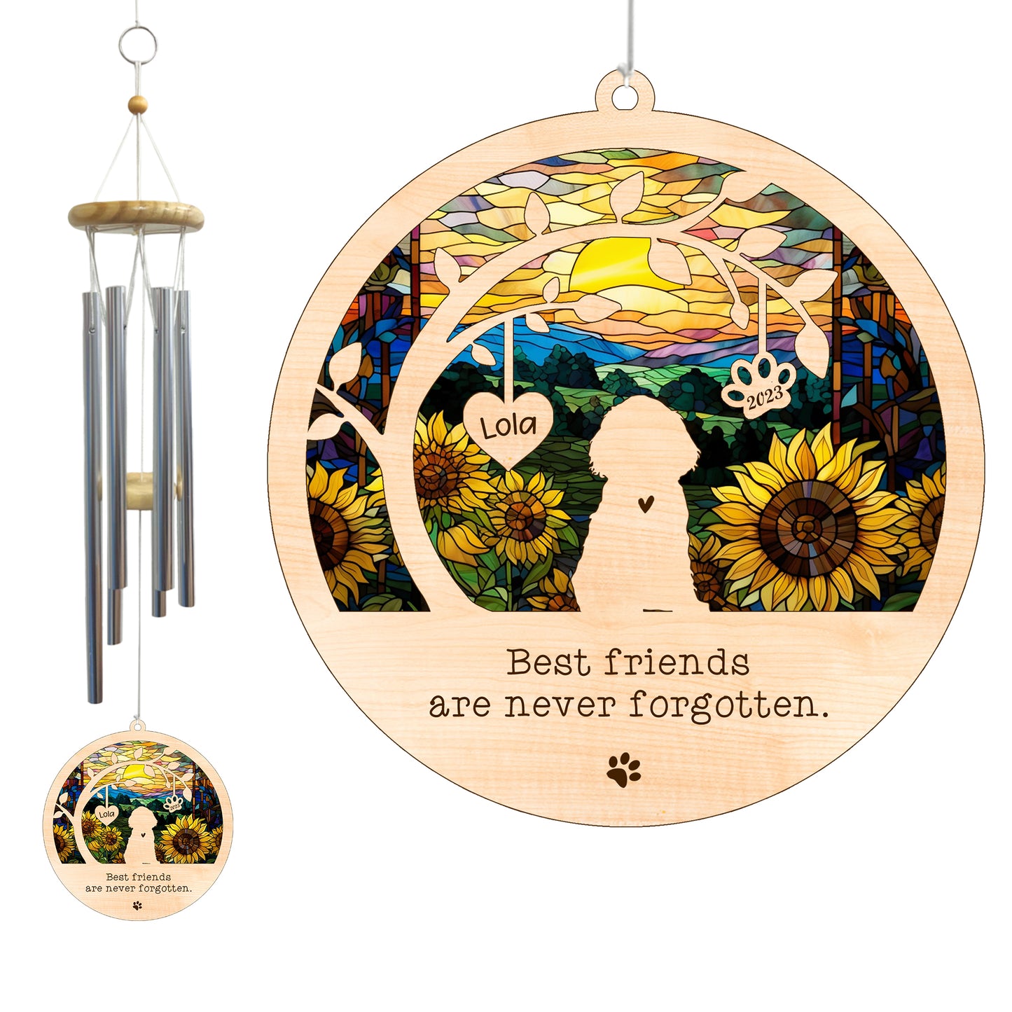 Netecom Cocker Spaniel Dog Wind Chimes Memorial, Personalized Pet Memorial Wind Chimes for Dogs Suncatcher, Dog Loss Memorial Ornament, Sympathy Windchime Outside Garden Decor, Loss of Pet Remembrance Gift