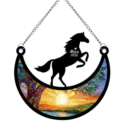 Netecom Personalized Horse Memorial Suncatcher, Custom Horse Ornament with Name Date, Pet Loss Sympathy Gift, Remembrance Gifts for Pet Loss, Horse Grief Gift