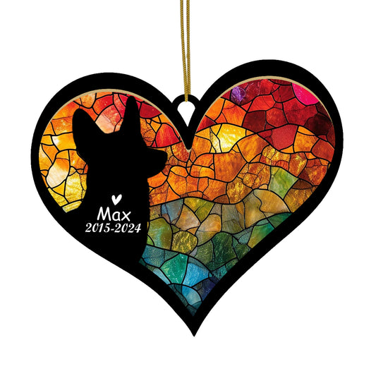 Netecom Personalized Corgi Memorial Suncatcher, Dog Ornament with Name Date, Pet Loss Sympathy Gift, Remembrance Keepsake, Bereavement Gift for Dog Lovers, Heart Suncatcher