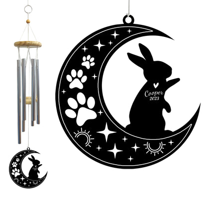 Netecom Rabbit Wind Chimes Memorial, Personalized Pet Memorial Windchime for Rabbit Suncatcher, Pet Condolences Gift for Loss of Bunny, Pet Remembrance Gift, Sympathy Pet Wind Chimes Outdoor Garden