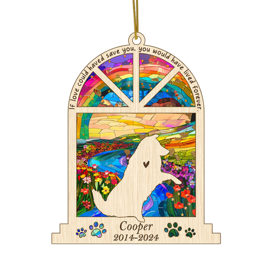 Netecom Personalized Australian Shepherd Memorial Window Ornament, Custom Dog Memorial Gift with Name Date, Pet Loss Remembrance Suncatcher, Bereavement Gift