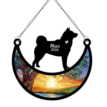 Netecom Personalized Akita Memorial Suncatcher, Custom Akita Ornament with Name Date, Dog Loss Sympathy Gift, Pet Loss Remembrance Gifts, Bereavement Gifts for Loss of Pet, Dog Grief Gift