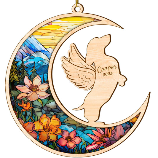 Netecom Personalized Dachshund Memorial Suncatcher, Dachshund Dog Angel Wings Memorial Gift, Pet Loss Light Catcher, Bereavement Gift Dog Memorial Ornament Loss of Pet Sympathy Gift for Dog Lovers