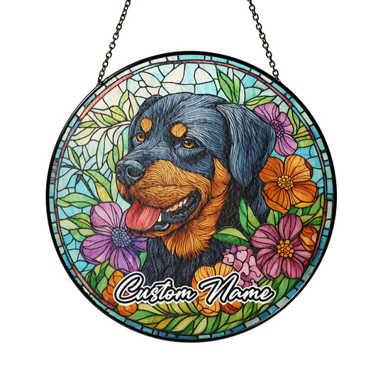 Netecom Personalized Rottweiler Dog Ornament, Custom Memorial Suncatcher, Pet Loss Sympathy Gift, Christmas Decoration