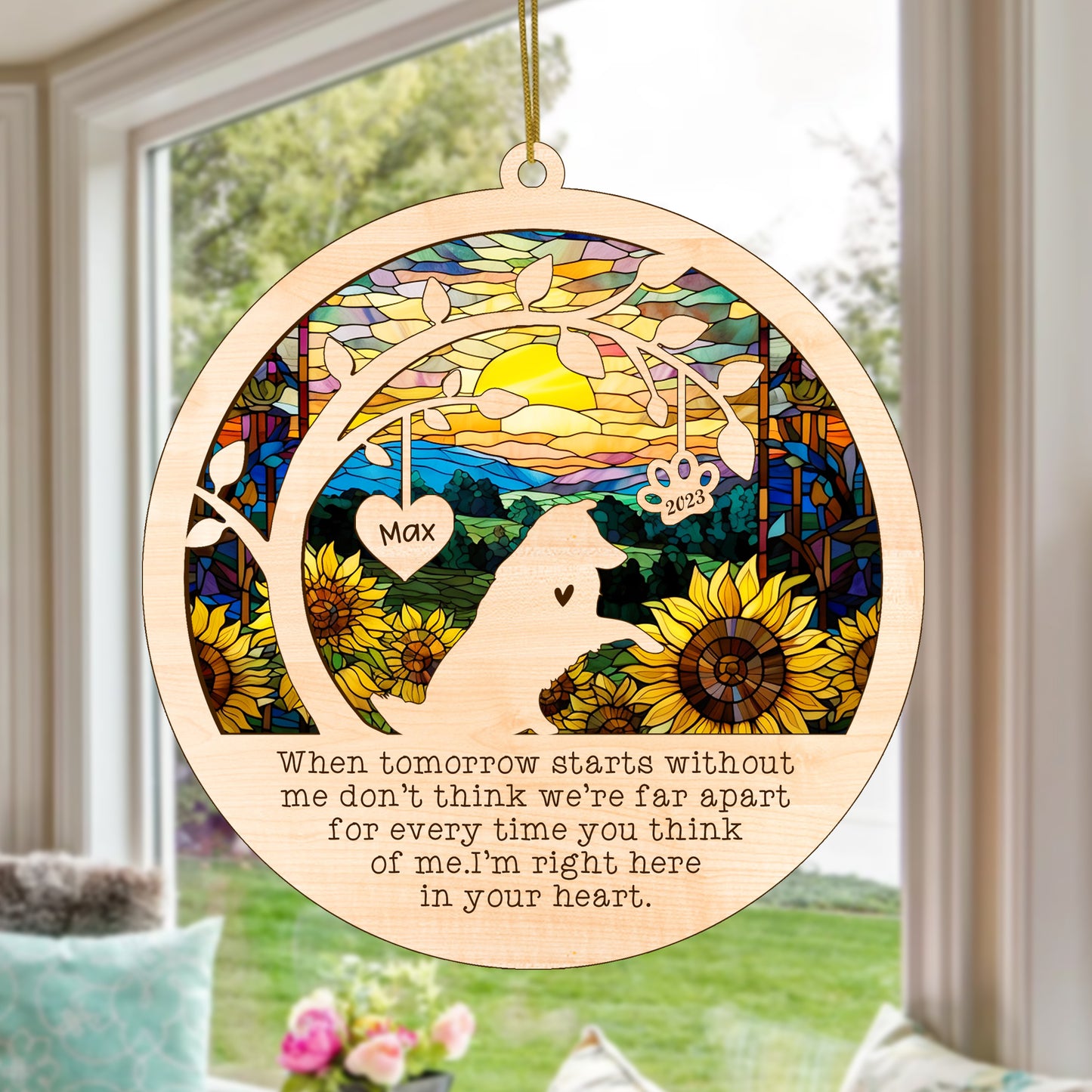 Netecom Shetland Sheepdog Dog Memorial Suncatcher, Personalized with Name Shetland Collie Dog Suncatcher, Pet Loss Suncatcher, Bereavement Gift Dog Memorial Ornament Loss of Pet Sympathy Gifs Dog Lovers