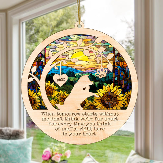 Netecom Shetland Sheepdog Dog Memorial Suncatcher, Personalized with Name Shetland Collie Dog Suncatcher, Pet Loss Suncatcher, Bereavement Gift Dog Memorial Ornament Loss of Pet Sympathy Gifs Dog Lovers