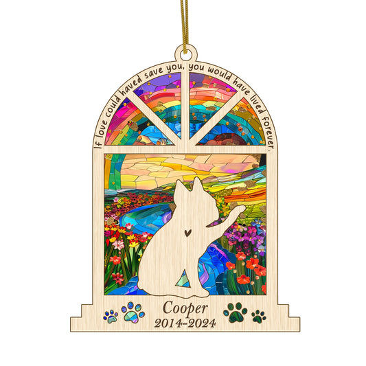 Netecom Personalized Boston Terrier Memorial Window Ornament, Custom Dog Ornament with Name Date, Pet Loss Remembrance Gift, Bereavement Gift for Dog Lovers