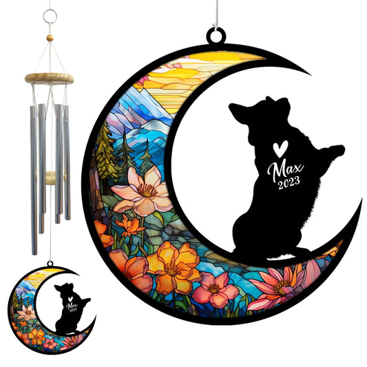 Netecom Corgi Dog Wind Chimes Memorial, Personalized Pet Memorial Windchime for Dogs Suncatcher, Dog Loss Memorial Ornament, Loss of Pet Remembrance Gift, Sympathy Pet Wind Chimes Outdoor Garden