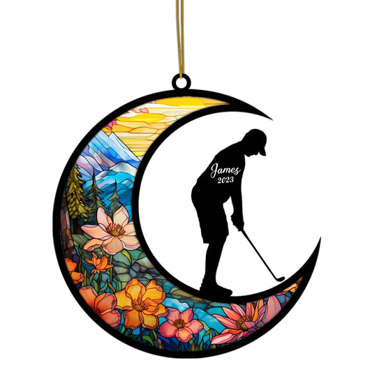 Netecom Personalized Golf Suncatcher - Golf Ornament for Christmas Tree 2025 - Golf Christmas Pendant & Hanging Decoration for Car, Window, Home & Party - Golf Lover Gift