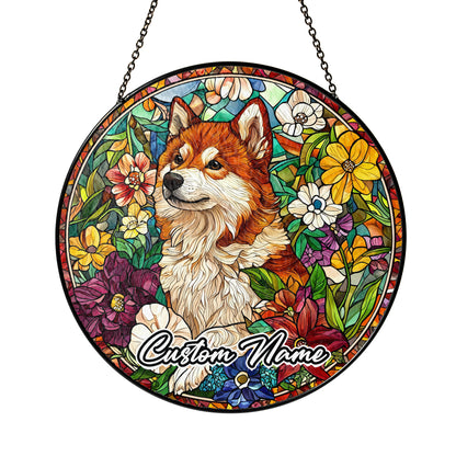 Netecom Custom Akita Dog Ornament, Personalized Memorial Suncatcher, Pet Loss Sympathy Gift, Christmas Decoration