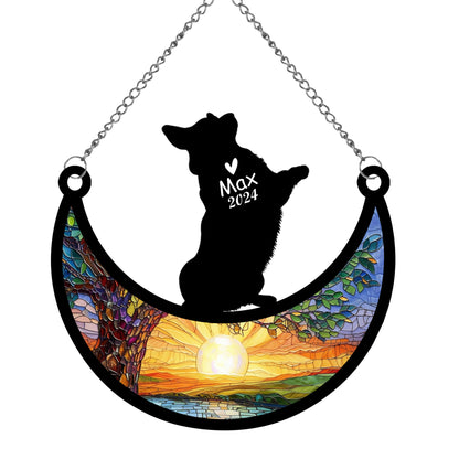 Netecom Personalized Corgi Memorial Suncatcher, Custom Corgi Ornament with Name Date, Dog Loss Sympathy Gift, Pet Loss Remembrance Gifts, Bereavement Gifts for Loss of Pet, Dog Grief Gift