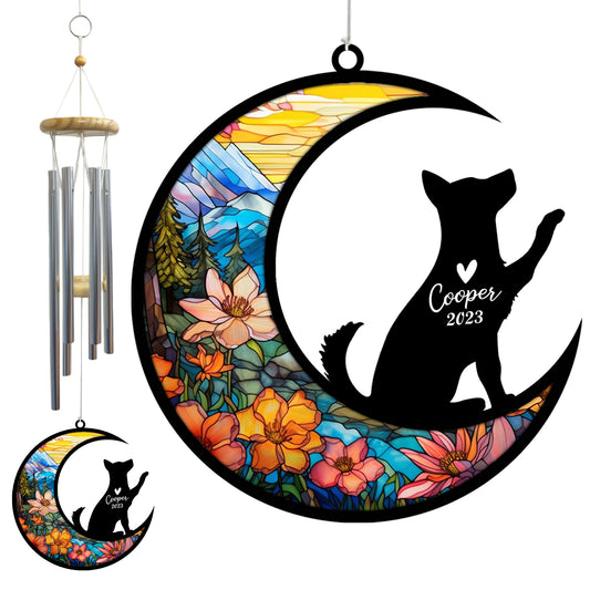 Netecom Husky Dog Wind Chimes Memorial, Personalized Pet Memorial Windchime for Dogs Suncatcher, Dog Loss Memorial Ornament, Loss of Pet Remembrance Gift, Sympathy Pet Wind Chimes Outdoor Garden