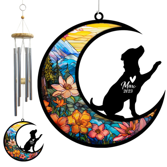 Netecom Rottweiler Dog Wind Chimes Memorial, Personalized Pet Memorial Windchime for Dogs Suncatcher, Dog Loss Memorial Ornament, Loss of Pet Remembrance Gift, Sympathy Pet Wind Chimes Outdoor Garden
