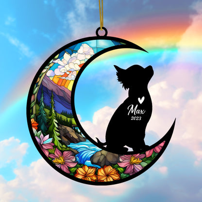 Netecom Chihuahua Dog Memorial Suncatcher, Personalized Chihuahua Christmas Ornament with Name Date, Pet Loss Light Catcher, Dog Loss Gift, Dog Memorial Ornament Loss of Pet Sympathy Gift, Grief Gift