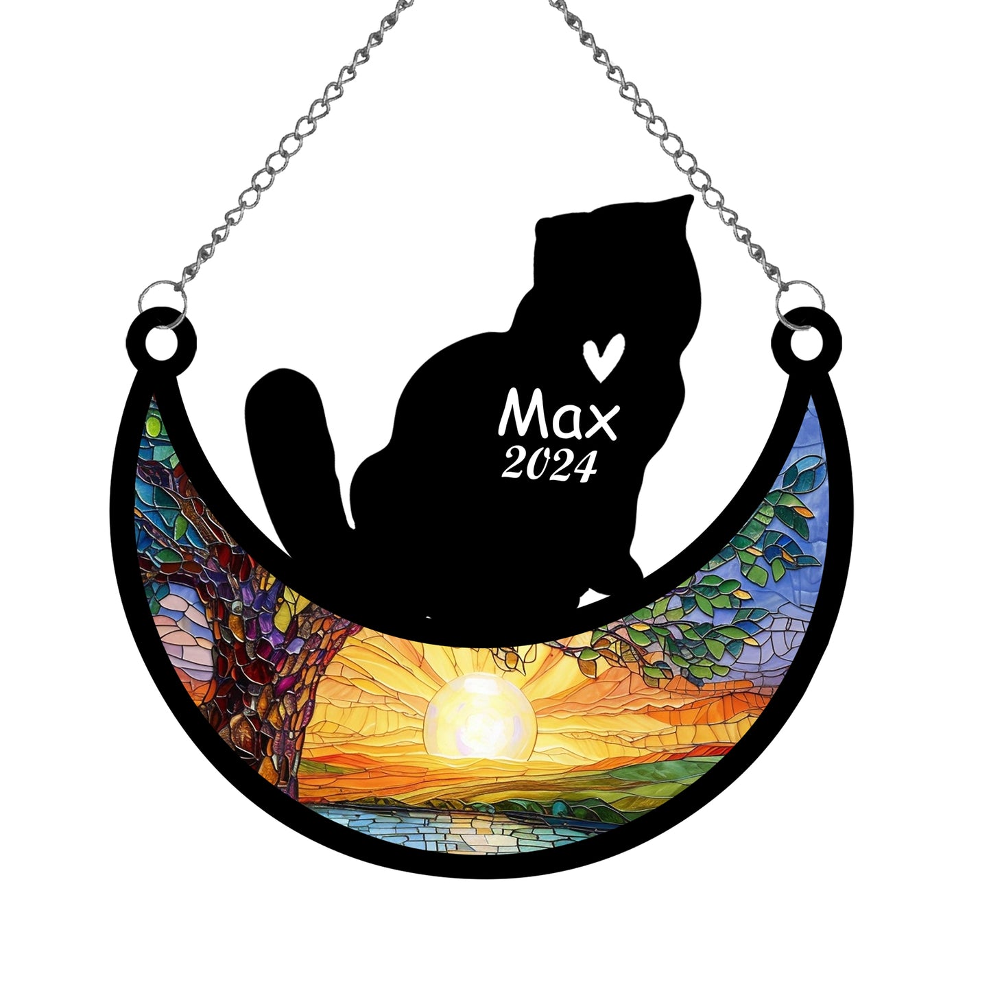 Netecom Personalized Exotic Shorthair Cat Memorial Suncatcher, Custom Cat Ornament with Name Date, Loss of Pet Sympathy Suncatcher Gifts for Cat Lovers, Remembrance Gifts for Loss of Pet