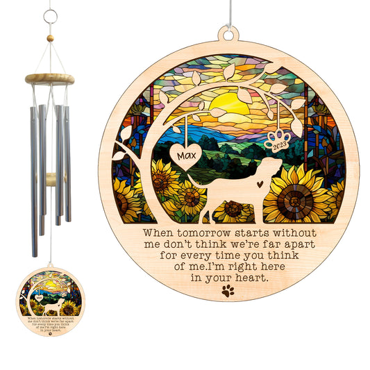 Netecom Bloodhound Dog Wind Chimes Memorial, Personalized Pet Memorial for Dogs Suncatcher, Dog Loss Memorial Ornament, Sympathy Windchime Outside Garden Decor, Loss of Pet Remembrance Gift