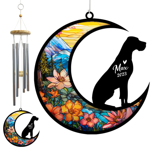 Netecom Great Dane Dog Wind Chimes Memorial, Personalized Pet Memorial Windchime for Dogs Suncatcher, Dog Loss Memorial Ornament, Loss of Pet Remembrance Gift, Sympathy Pet Wind Chimes Outdoor Garden