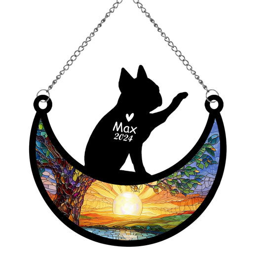 Netecom Personalized Boston Terrier Memorial Suncatcher, Custom Bostie Dog Ornament with Name Date, Dog Loss Sympathy Gift, Pet Loss Remembrance Gifts, Bereavement Gifts for Loss of Pet, Dog Grief Gift