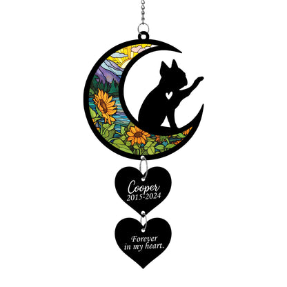 Netecom Personalized Boston Terrier Moon Heart Memorial Ornament – Dog Loss Sympathy Gift, Pet Remembrance Keepsake