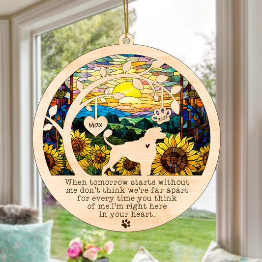 Netecom Personalized Portuguese Water Dog Memorial Suncatcher, Christmas Ornament with Name Date, Pet Loss Sun Catcher, Dog Memorial Ornament, Bereavement Sympathy Gift for Dog Lovers