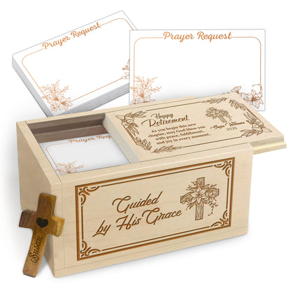 Netecom Personalized Retirement Prayer Box with Custom Name and Year, 100 Prayer Cards, Christian Keepsake Gift for Faith, Reflection, and Spiritual Encouragement