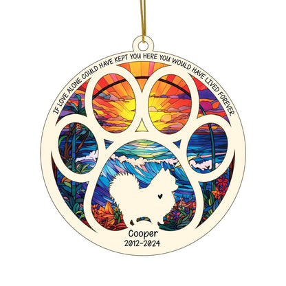 Netecom Personalized Pomeranian Dog Paw Memorial Suncatcher with Name Date, Pet Loss Sympathy Gift, Remembrance Gift for Dog Lovers