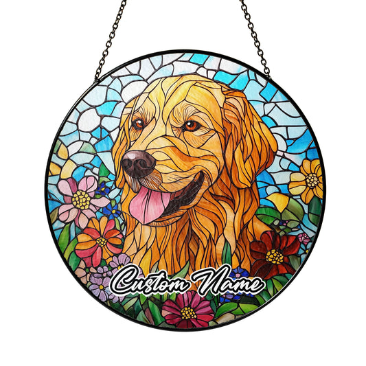 Netecom Personalized Golden Retriever Dog Ornament, Custom Pet Memorial Suncatcher, Pet Loss Remembrance Gift, Christmas Decoration