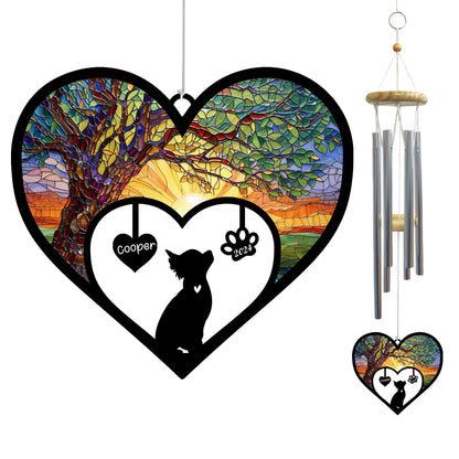 Netecom Personalized Chihuahua Dog Memorial Wind Chimes, Dog Name Suncatcher, Bereavement Gift for Dog Lovers, Pet Loss Outdoor Garden Memorial Decor