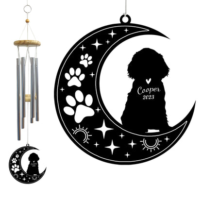 Netecom Cocker Spaniel Dog Wind Chimes Memorial, Personalized Pet Memorial Windchime for Dog Suncatcher, Pet Condolences Gift for Loss of Dog, Remembrance Gift, Sympathy Pet Wind Chimes Outdoor