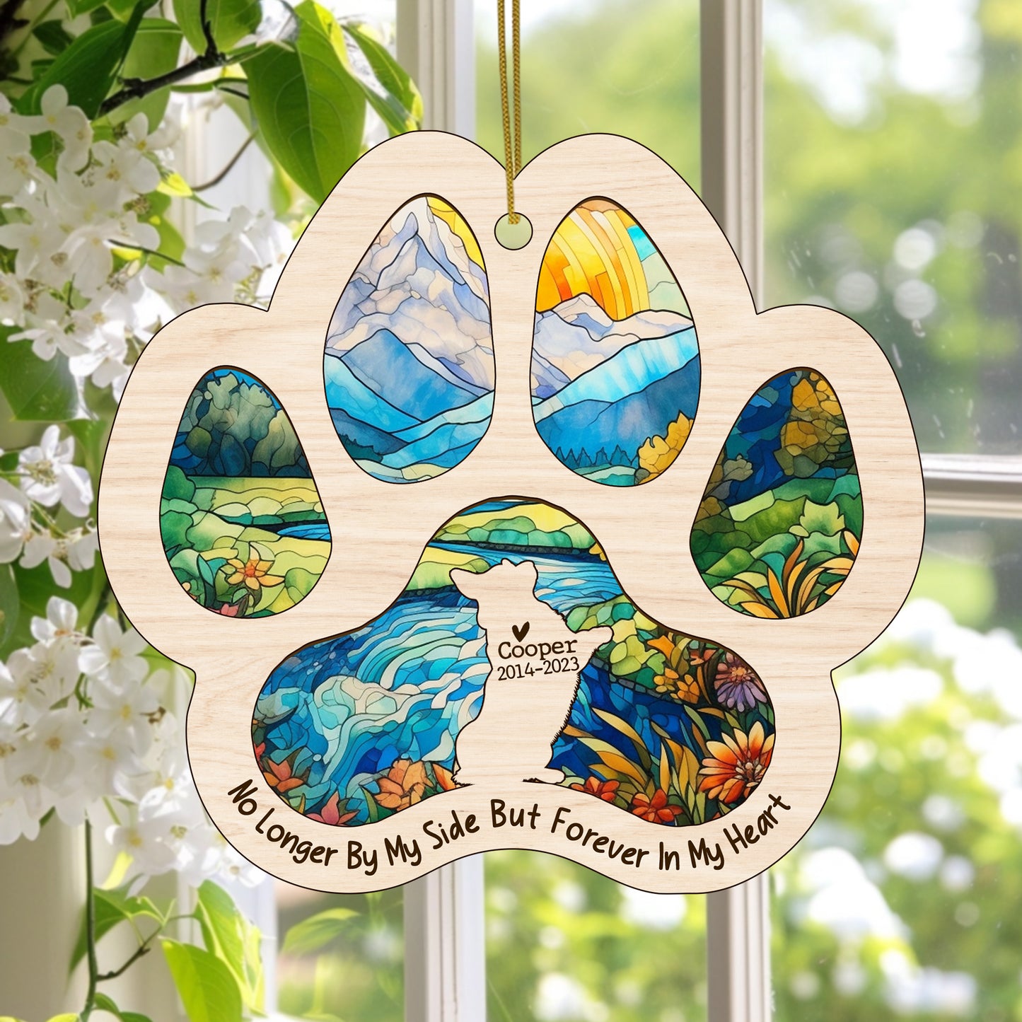 Netecom Personalized Corgi Memorial Suncatcher, Dog Paw Memorial Ornament with Name Date, Dog Loss SunCatcher, Loss of Pet Sympathy Gift, Bereavement Gift for Dog Lovers
