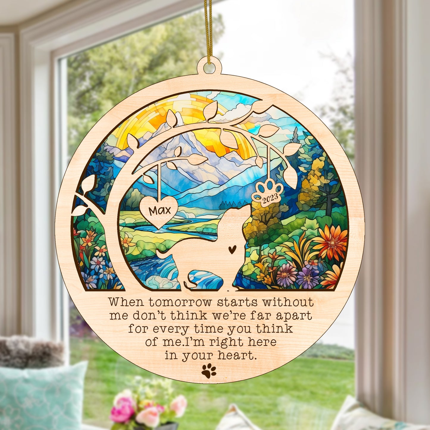 Netecom Basset Hound Dog Memorial Suncatcher, Personalized Basset Hound Dog Suncatcher, Pet Loss Suncatcher, Bereavement Gift Dog Memorial Ornament Loss of Pet Sympathy Gift Dog Lovers