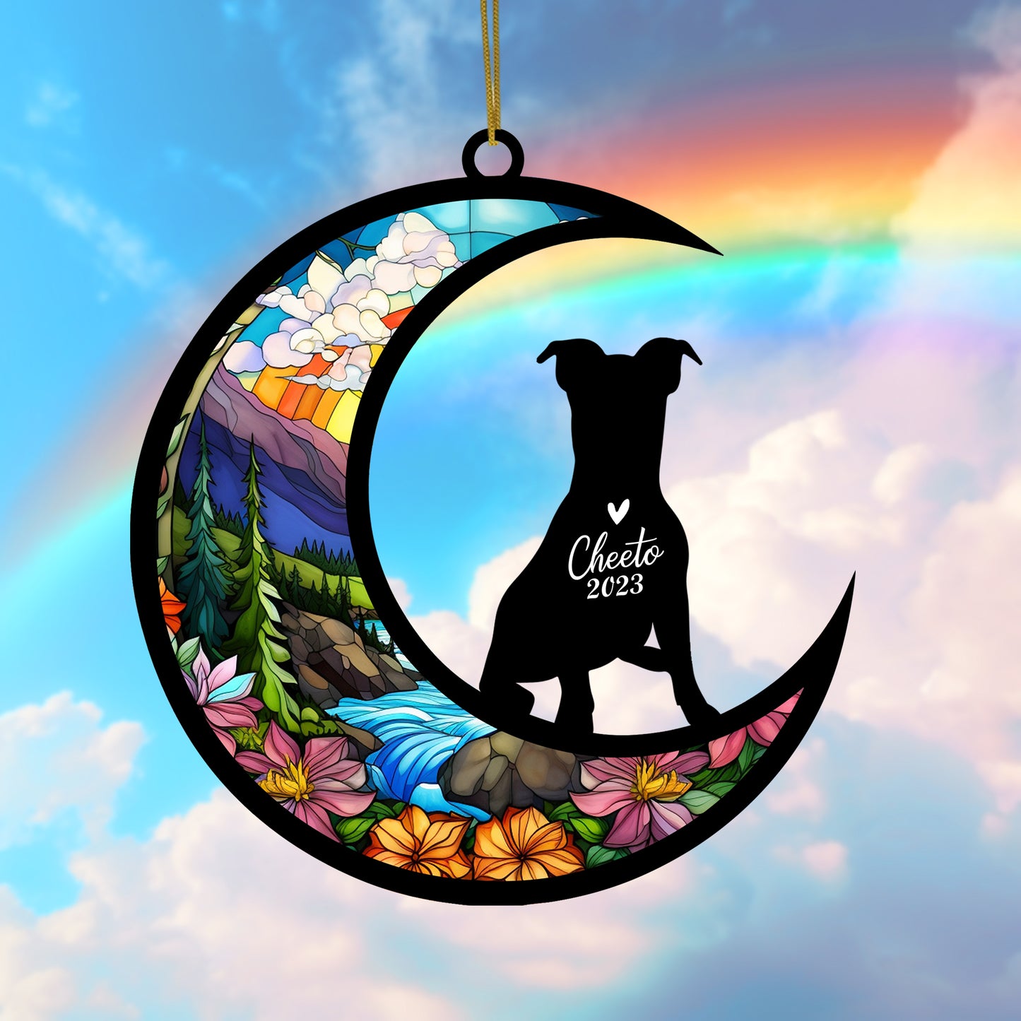 Netecom Personalized Jack Russell Dog Memorial Suncatcher, Christmas Ornament with Name Date, Pet Loss Stained Glass Sun Catcher, Dog Memorial Ornament, Bereavement Sympathy Gift for Dog Lovers