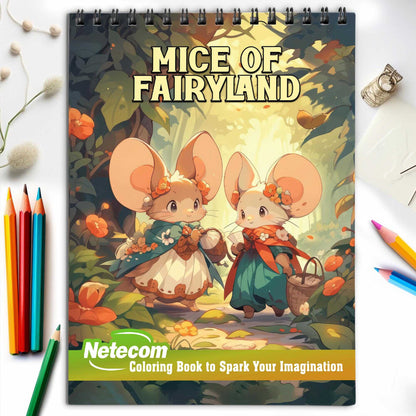 Tales of Tiny Mice Spiral Bound Coloring Book, Journey into a World of Imagination with 30 Artistic Coloring Pages Inspired by the Tales of Tiny Mice.