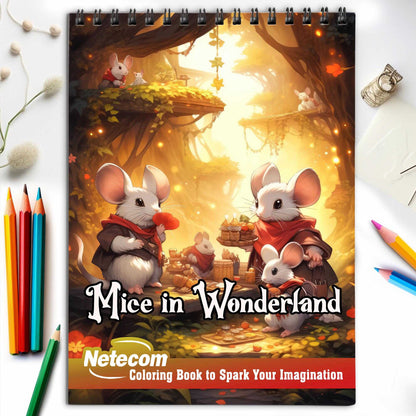 Mice in Wonderland Spiral Bound Coloring Book, Journey into a World of Magic with 30 Artistic Coloring Pages Inspired by Mice in Wonderland.