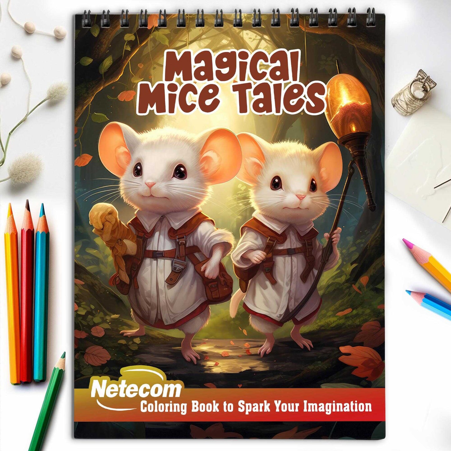 Magical Mice Tales Spiral Bound Coloring Book, Discover the Magic of Mice through 30 Exquisitely Illustrated Coloring Pages from Enchanting Tales.