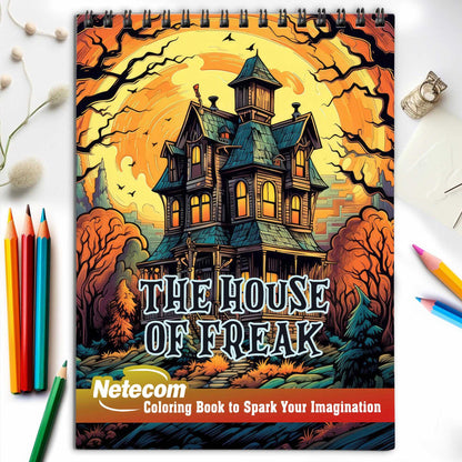 The House Of Freak Spiral Bound Coloring Book, Embrace the Quirky and Peculiar with 30 Enchanting Pages, Where the Extraordinary Awaits.