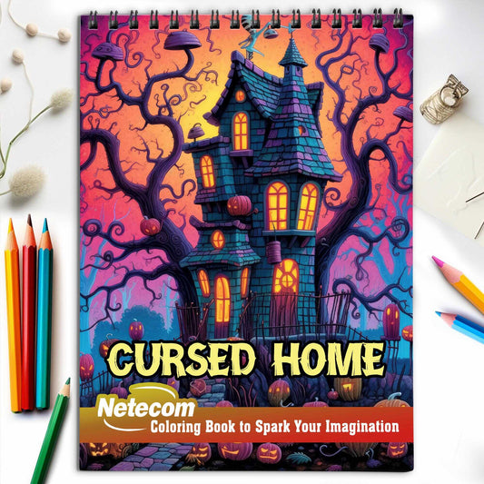 Cursed Home Spiral Bound Coloring Book, Celebrate the Spirit of the Occult with 30 Delightful Coloring Book Pages, Each Filled with Cursed Home Magic