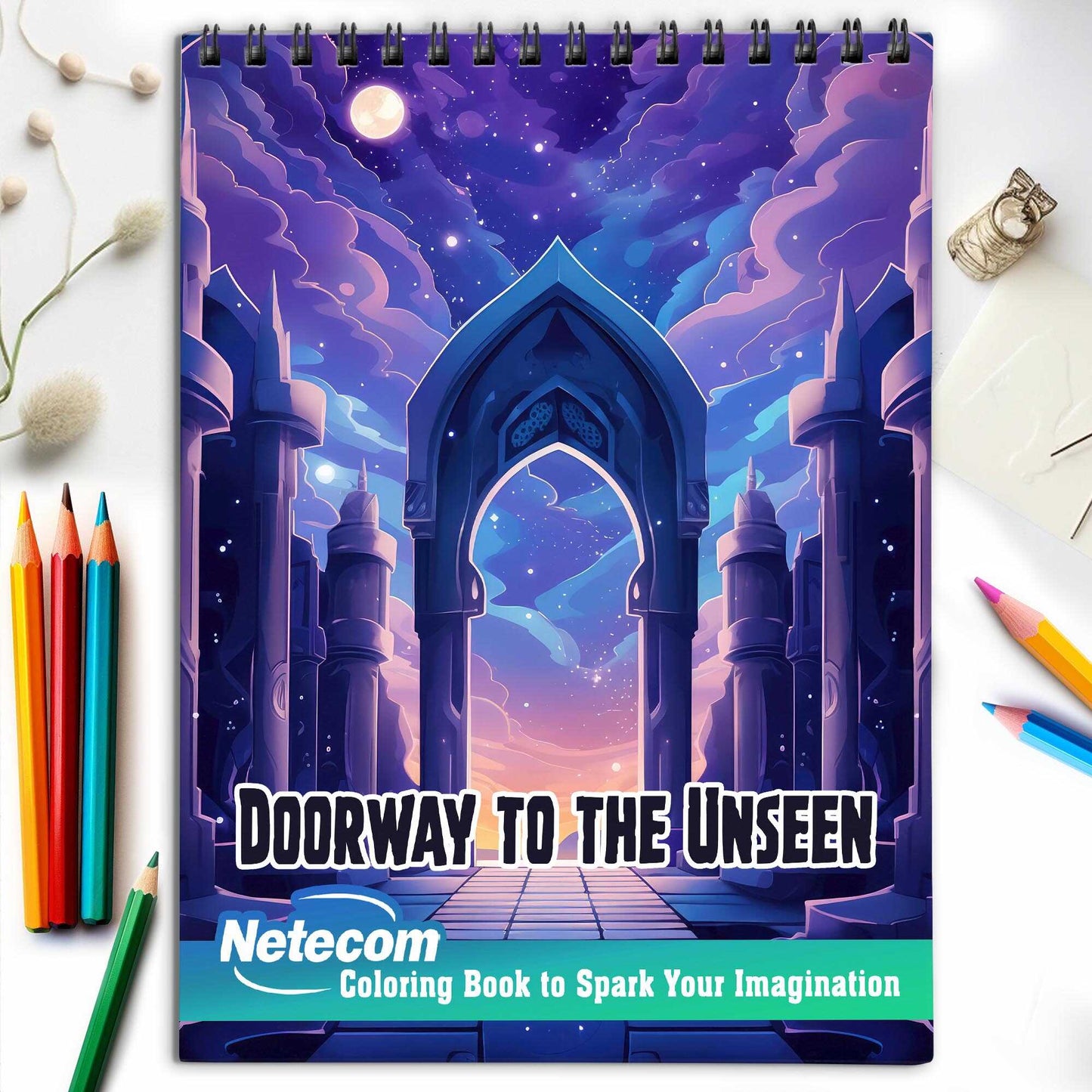 Doorway to the Unseen Spiral Bound Coloring Book, Embark on a Journey with 30 Captivating Coloring Pages of the Doorway to the Unseen, Where Wonder Awaits.