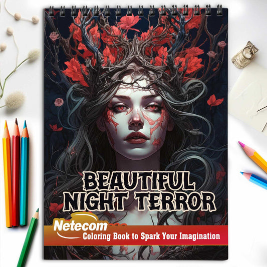 Beautiful Night Terrors Spiral Bound Coloring Book, Capture the Essence of Gothic Elegance and Mystery with 30 Striking Coloring Pages for Coloring Aficionados to Bring Out the Unique Personality of Each Beautiful Night Terror