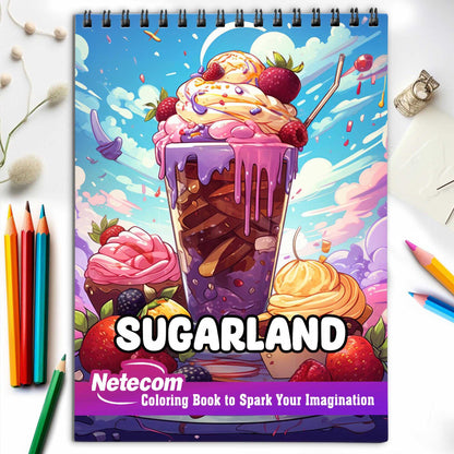 Sugarland Spiral Bound Coloring Book, Indulge in 30 Dazzling Coloring Pages, Fostering Focus and Creativity as You Celebrate the Artistry of Culinary Confections